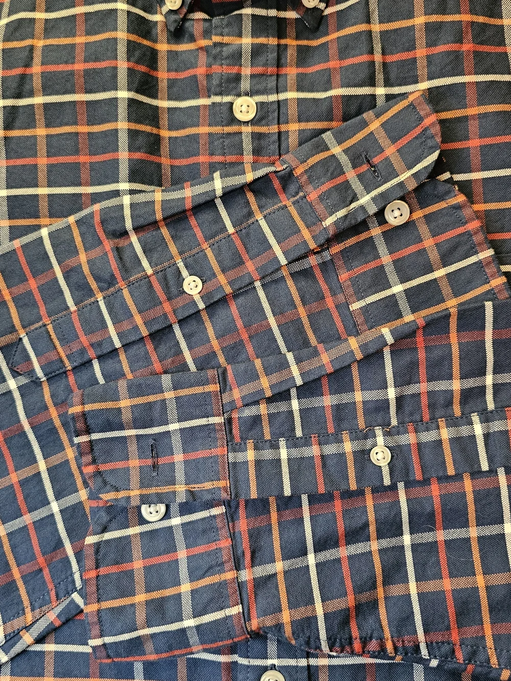 J.Crew Flex Oxford Slim Plaid Button Down Shirt Blue Orange NWT Size L